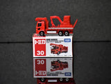 Red diecast heavy construction truck transporter model No 30, with Hino Ranger graphics