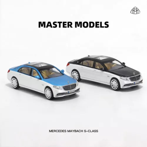 1:64 diecast Maybach S650 toy car, blue-and-white and black-and-white models