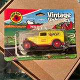 ShopRite 1932 Ford diecast panel truck in yellow blister package, red wheels
