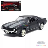 Black 1969 Chevrolet Camaro SS diecast model car, 1:36 scale, with white wheels