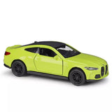 Welly 1:36 scale BMW M4 pullback diecast model car, lime green with black wheels