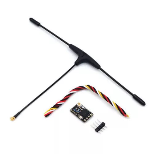 Drone receiver module with long-range antenna, black case and colored signal wires