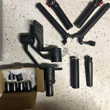 Drone gimbal stabilizer with unfolded arms and accessory modules