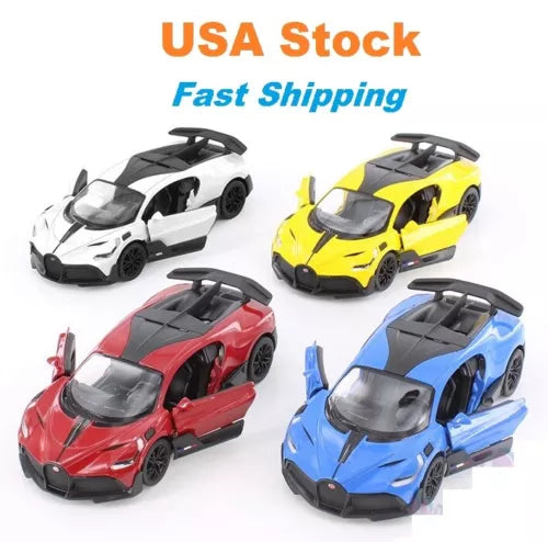 1:36 diecast hardtop toy cars, four colors: white, yellow, red, blue.