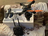RC drone with HD camera and GPS, with handheld remote controller.