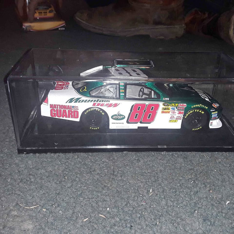 1:24 scale diecast collector car, NASCAR #88, in clear display case with decals