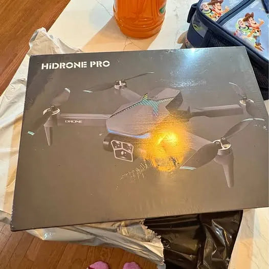 HIDRONE PRO drone retail box with illustrated quadcopter and glowing light graphic