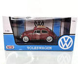 Volkswagen VW Beetle Classic 1959 Maroon Roof Rack 1:24 Diecast Motor Max NEW Parts