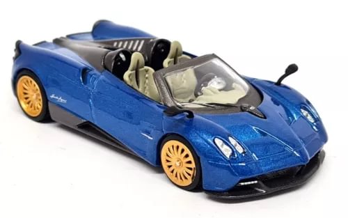 Blue open-top roadster diecast model car with gold wheels and front lights
