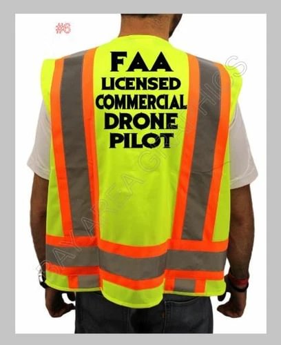 LICENSED COMMERCIAL DRONE PILOT SAFETY VEST HI-VISIBILITY REFLECTIVE #6 Drone