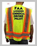 LICENSED COMMERCIAL DRONE PILOT SAFETY VEST HI-VISIBILITY REFLECTIVE #6 Drone