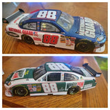 Blue diecast race car model with white #88 decals and detailed front grille