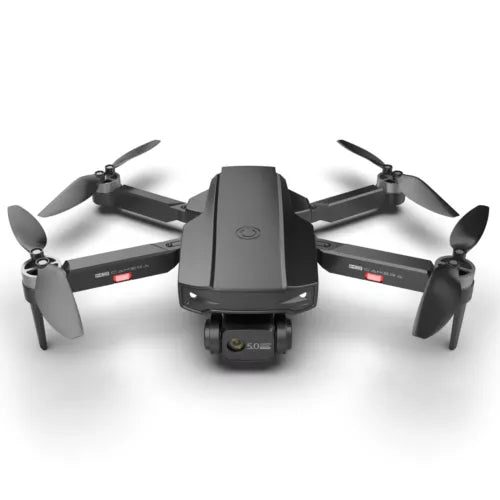Foldable dual-camera quadcopter drone with four propellers and front camera module