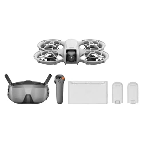 Mini drone with camera, motion controller, case, and two batteries