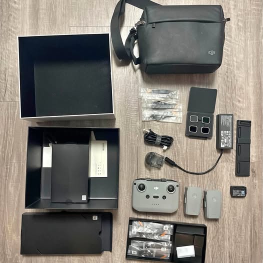 DJI Air 2S drone accessories kit with controller, battery, propellers, case and cables