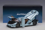 AUTOart diecast super car model in Horizon Blue, white body, raised doors