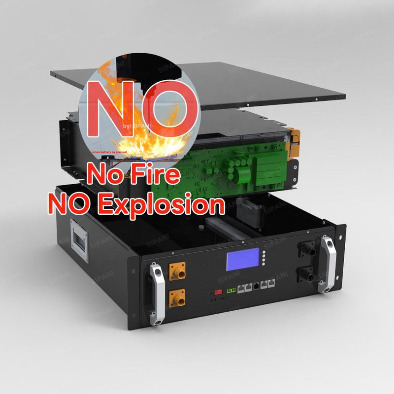 Server rack mount lithium battery pack with blue status display and front connectors