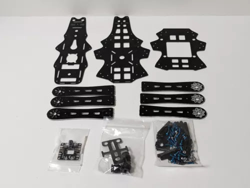 FPV hexacopter frame plates and mounting hardware, black