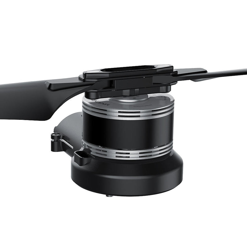 Drone propulsion motor with propeller hub and integrated mounting bracket, black