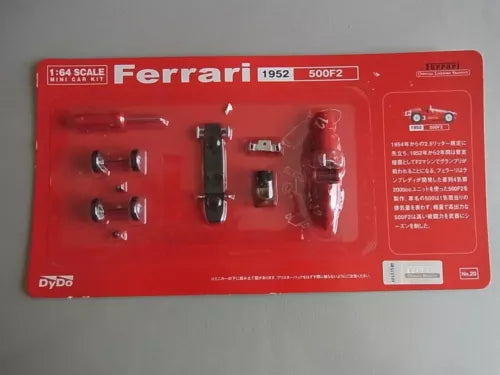 1:64 Ferrari 1952 500F2 diecast car model kit in red blister packaging