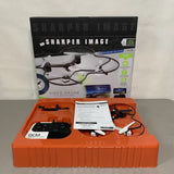 Live streaming video drone kit with drone, remote, cables, and manual in orange case
