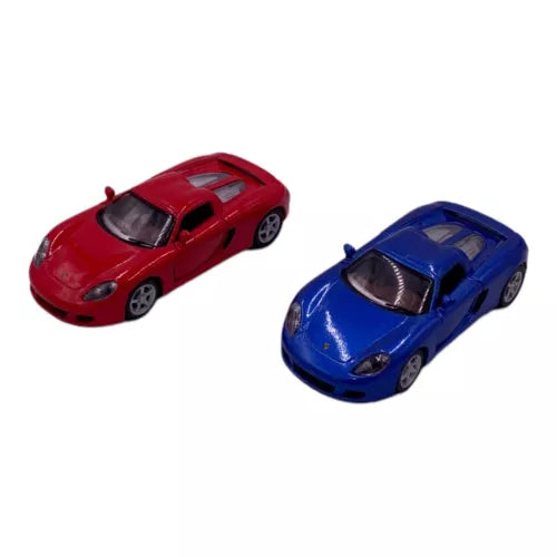 1/36 diecast car lot with red and blue toy sports cars, detailed body.