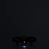 Mini RC quadcopter drone with front blue LED lights and four rotors