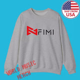 Grey sweatshirt with FIMI logo and 'World Music Merch' front print
