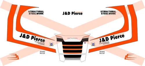 Scania truck decal set with J&D Pierce and Structural Steel logos