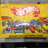 Yellow Hot Wheels 24-car collector case with diecast car graphics