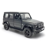 Matte black diecast toy car model, G63 AMG, 1:36 scale, front grille and wheels