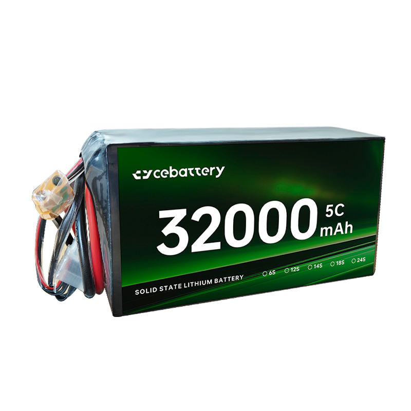 Solid state lithium battery pack with ceecbattery branding, 32000mAh and 5C label