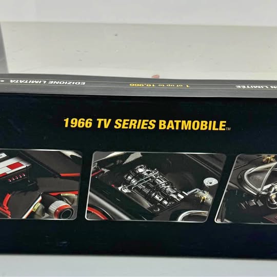1966 TV Series Batmobile 1:18 diecast in display box with window panels