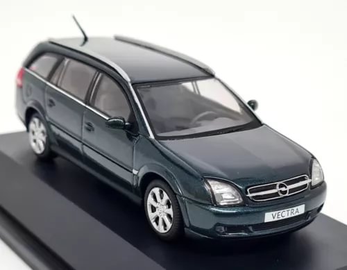 Schuco 1:43 Opel Vectra Caravan metallic green diecast model car, front 3/4 view
