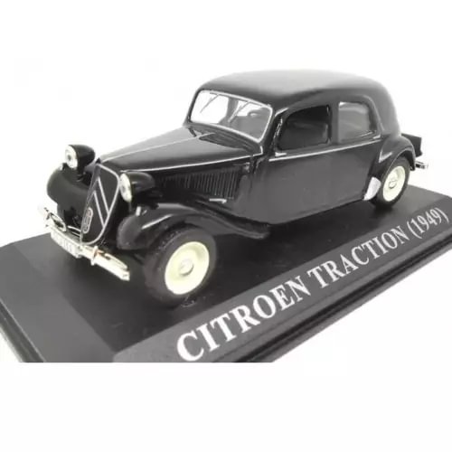 Dark vintage diecast car model with chrome grille and front wheels