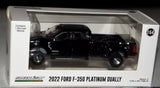 Greenlight 2022 Ford F350 Platinum Dually Black Diecast Toy Model Exclusive 1/64 Toy