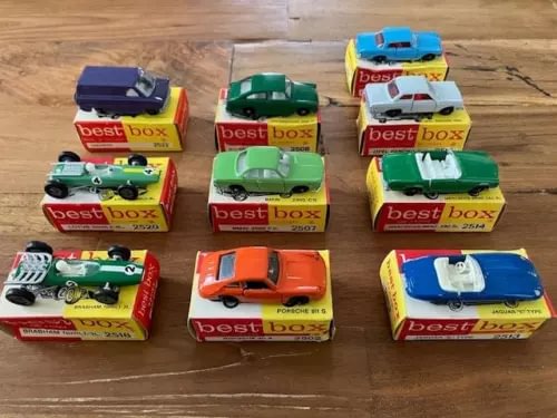 1/64 diecast car set, multiple cars in boxed packaging, assorted colors