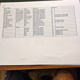 Diecast car listing sheet with For Sale table and handwritten notes