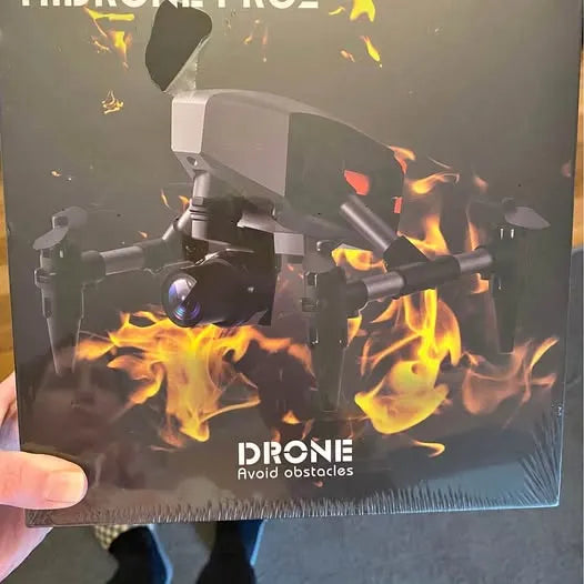 Drone box packaging with DRONE logo and obstacle-avoidance text