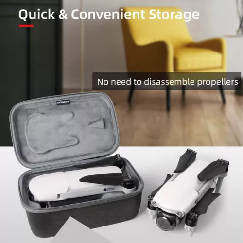 Shockproof drone carrying storage bag case pouch, open with foam insert and drone inside