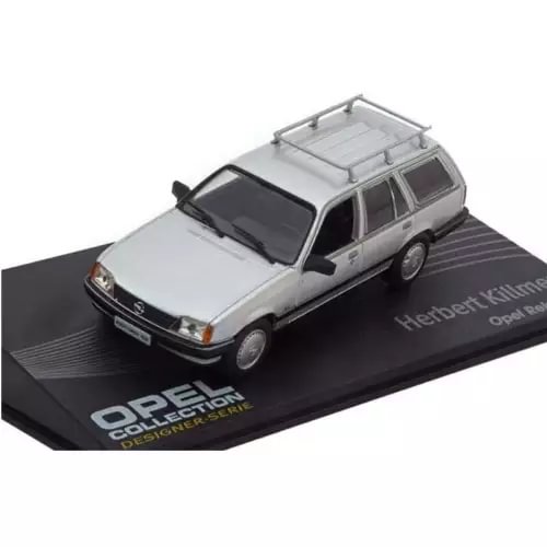 Diecast model car replica, light gray and black wagon on display base