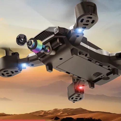 Foldable quadcopter Wi‑Fi drone with camera and illuminated propellers