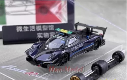 Diecast safety car model in black and blue with official car decals