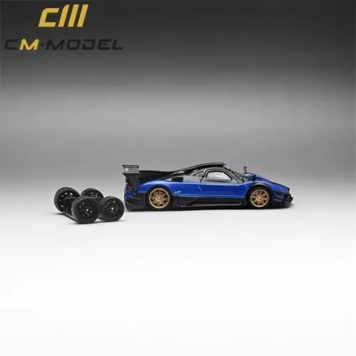 Pagani Zonda Revolution blue full-carbon 1:64 diecast model car, side view