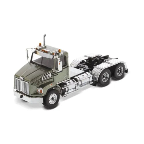 Diecast truck-tractor cab with chrome grille and black tandem chassis