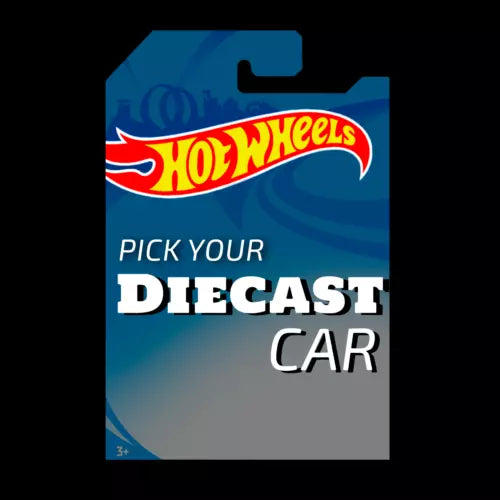 Hot Wheels diecast car pick-your selection card in blue with gray panel