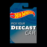 Hot Wheels diecast car pick-your selection card in blue with gray panel