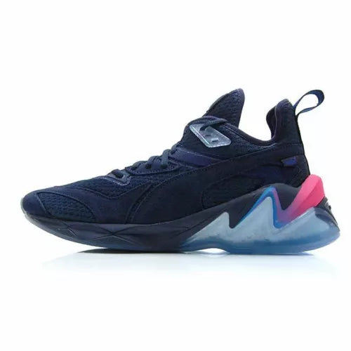 Puma LQDCELL Origin men's sneakers, dark navy with blue/pink accents, lace-up
