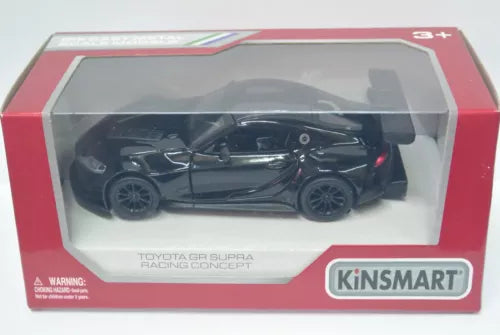 Black Toyota GR Supra Racing Concept 1:36 diecast car in retail box