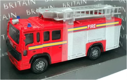 Red and white fire engine diecast model with ladder and side panel details